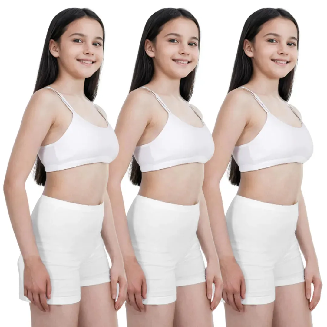 Teen Shorties | Thigh Length | High Waist | Full Coverage | Chafe Free | 3 Pack