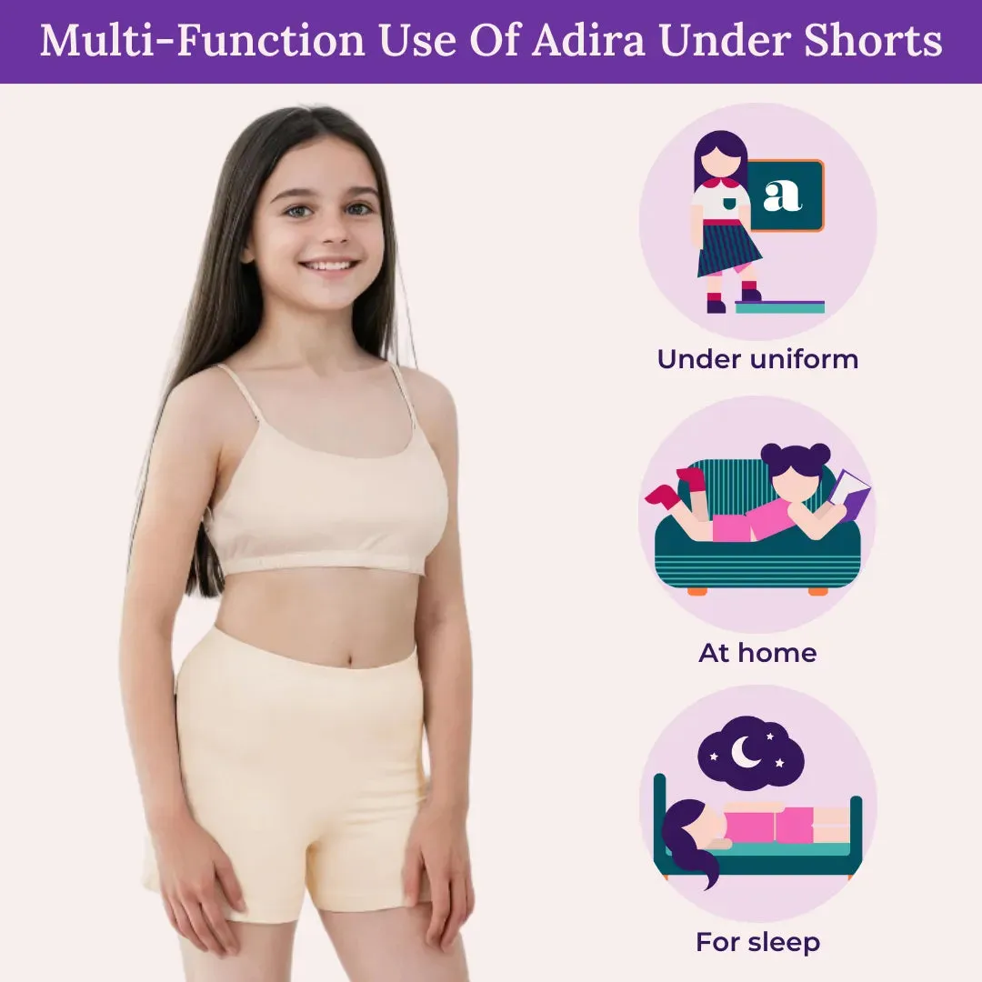 Teen Shorties | Thigh Length | High Waist | Full Coverage | Chafe Free | 3 Pack