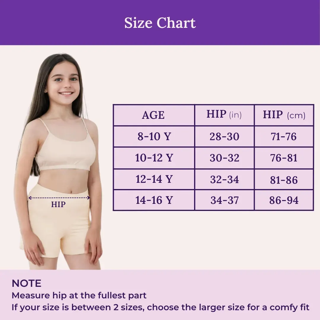 Teen Shorties | Thigh Length | High Waist | Full Coverage | Chafe Free | 3 Pack