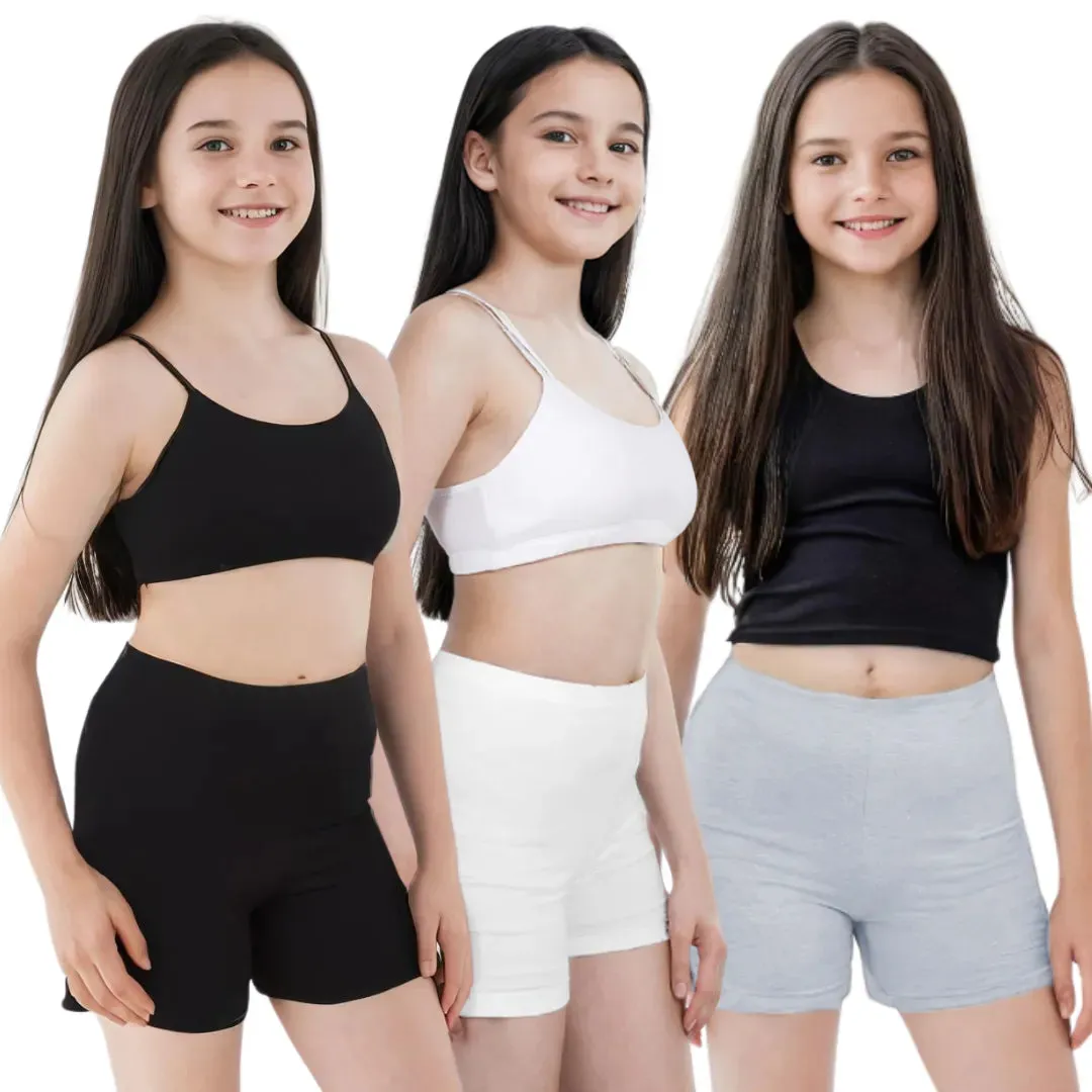 Teen Shorties | Thigh Length | High Waist | Full Coverage | Chafe Free | 3 Pack