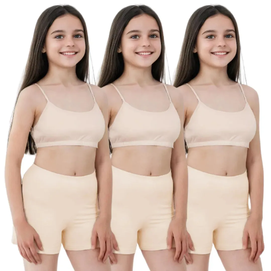 Teen Shorties | Thigh Length | High Waist | Full Coverage | Chafe Free | 3 Pack