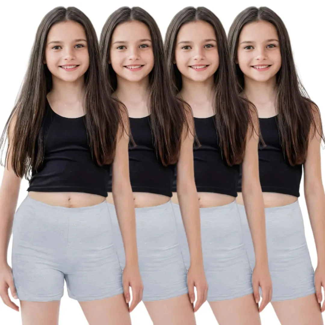 Teen Shorties | Thigh Length | High Waist | Full Coverage | Chafe Free | 4 Pack