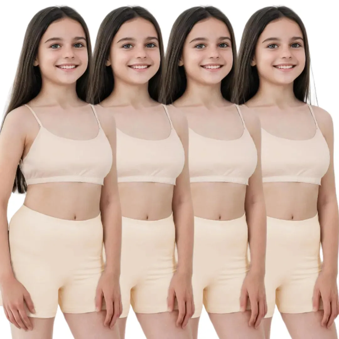 Teen Shorties | Thigh Length | High Waist | Full Coverage | Chafe Free | 4 Pack
