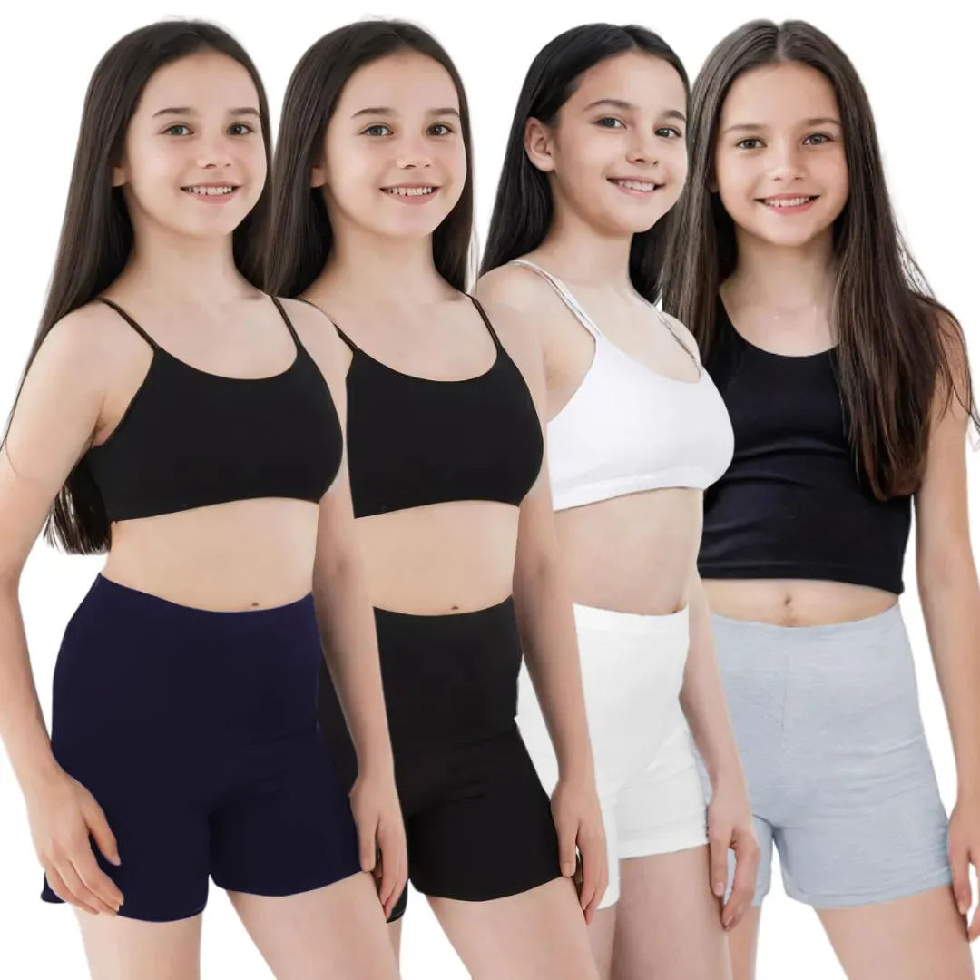 Teen Shorties | Thigh Length | High Waist | Full Coverage | Chafe Free | 4 Pack