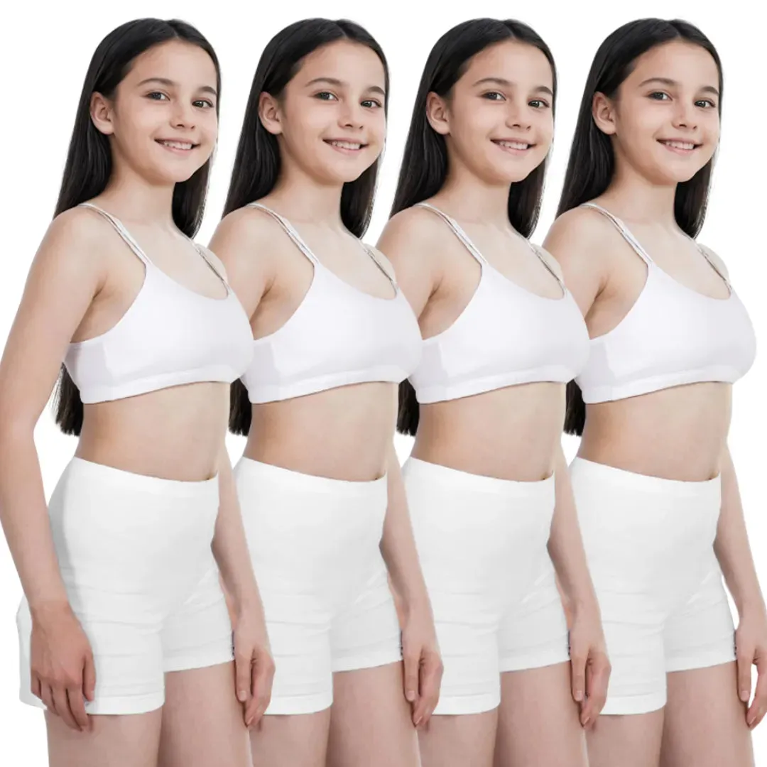 Teen Shorties | Thigh Length | High Waist | Full Coverage | Chafe Free | 4 Pack