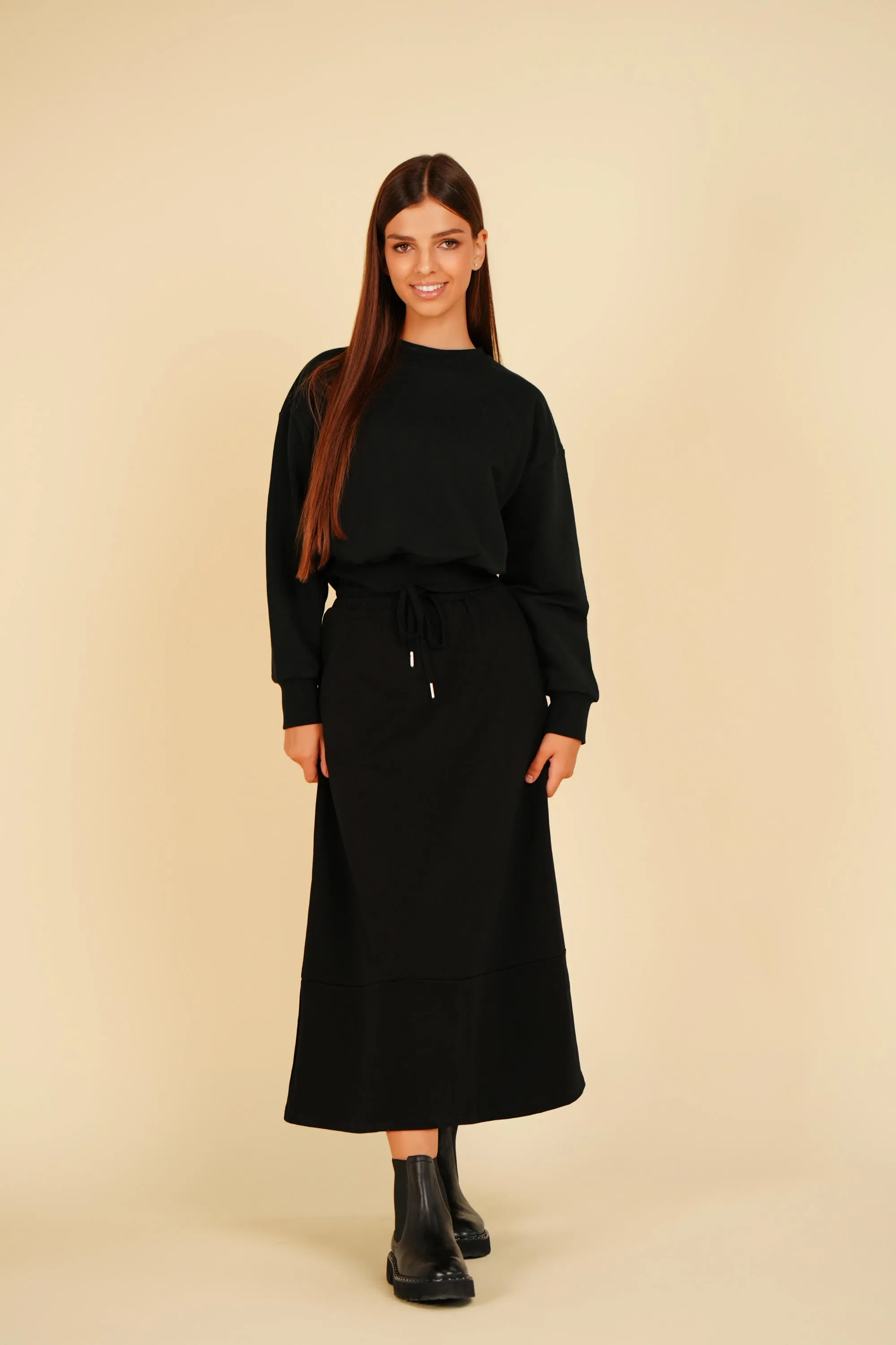 Terry waisted midi seam skirt by Luna Mae