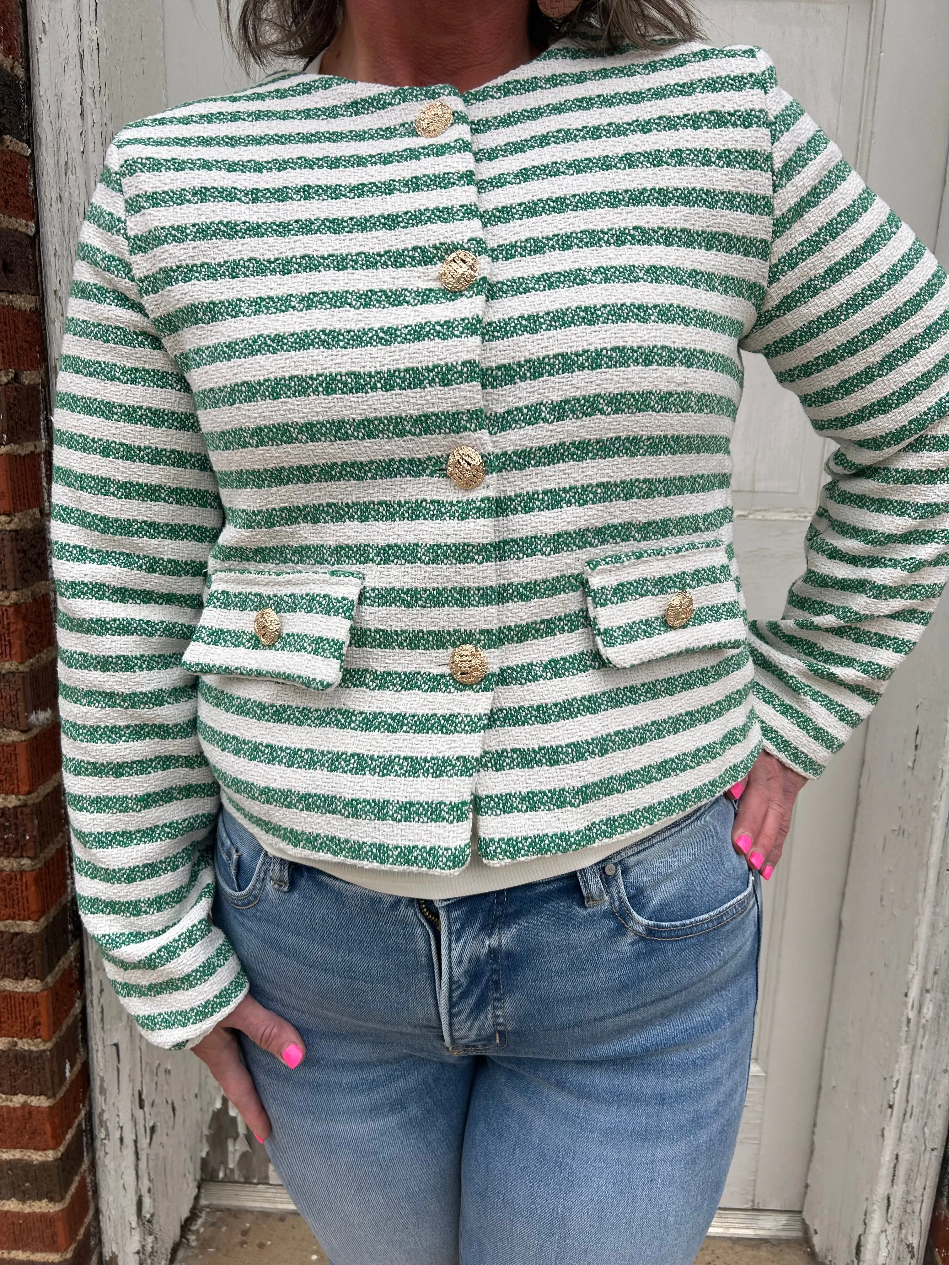 The Blair Jacket: Green/White