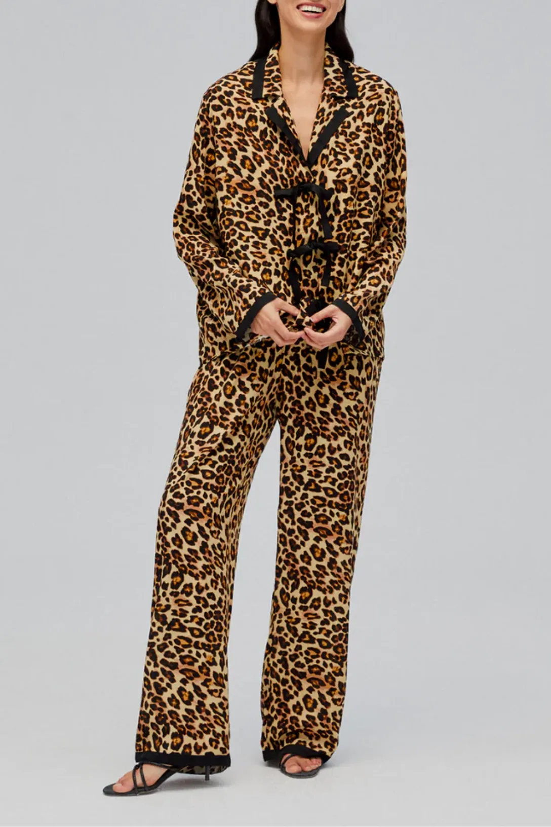 The Bow Pajama Set | Leopard Print