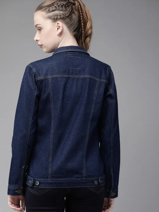 The Lifestyle Co Women Blue Solid Denim Jacket