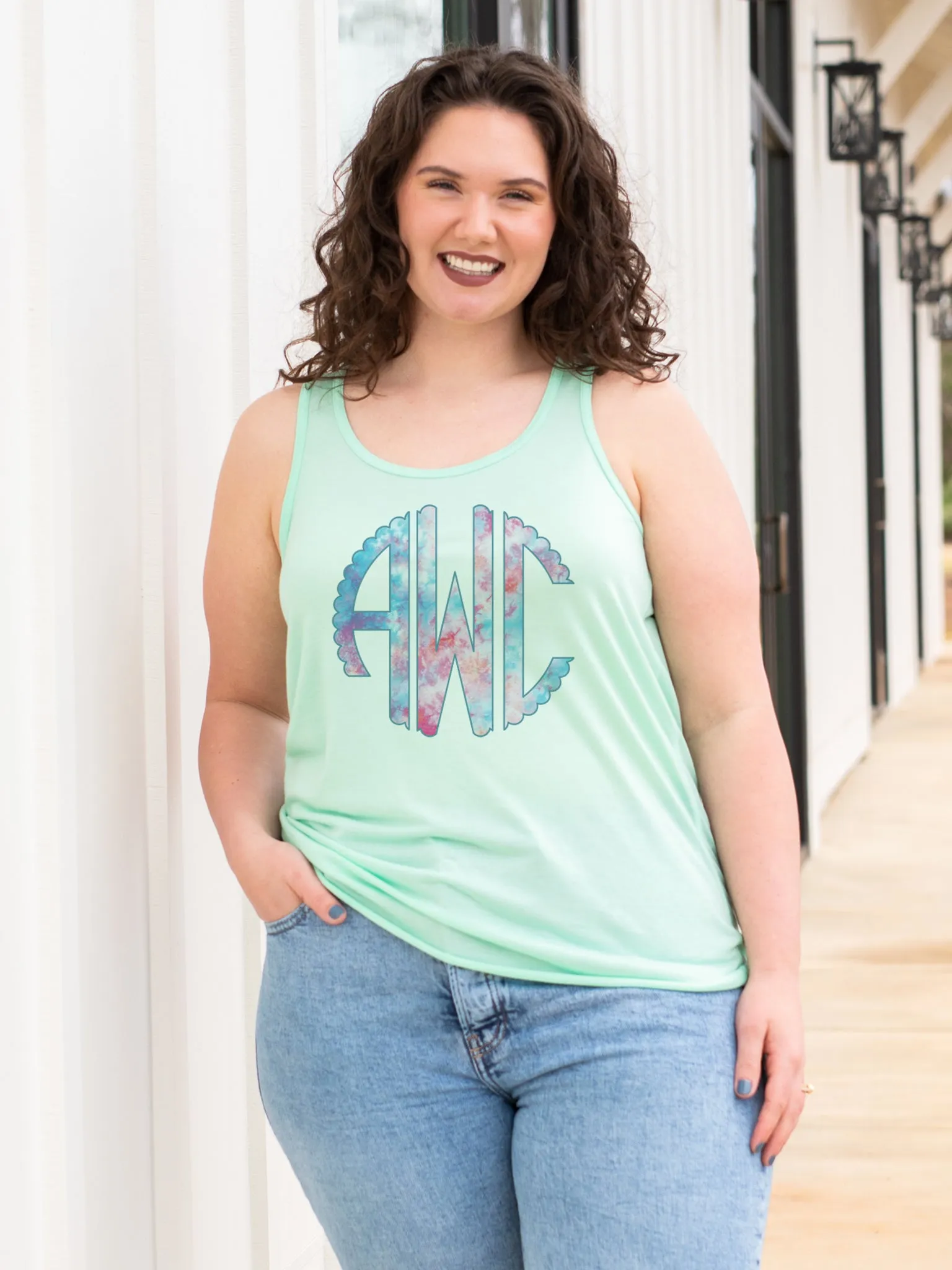 Tie Dye Monogrammed Racerback Tank