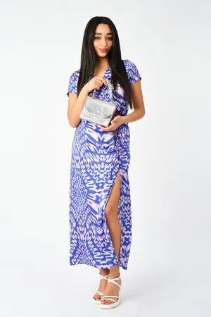 Tie Dye Spiral Print Slit Side Midi Skirt