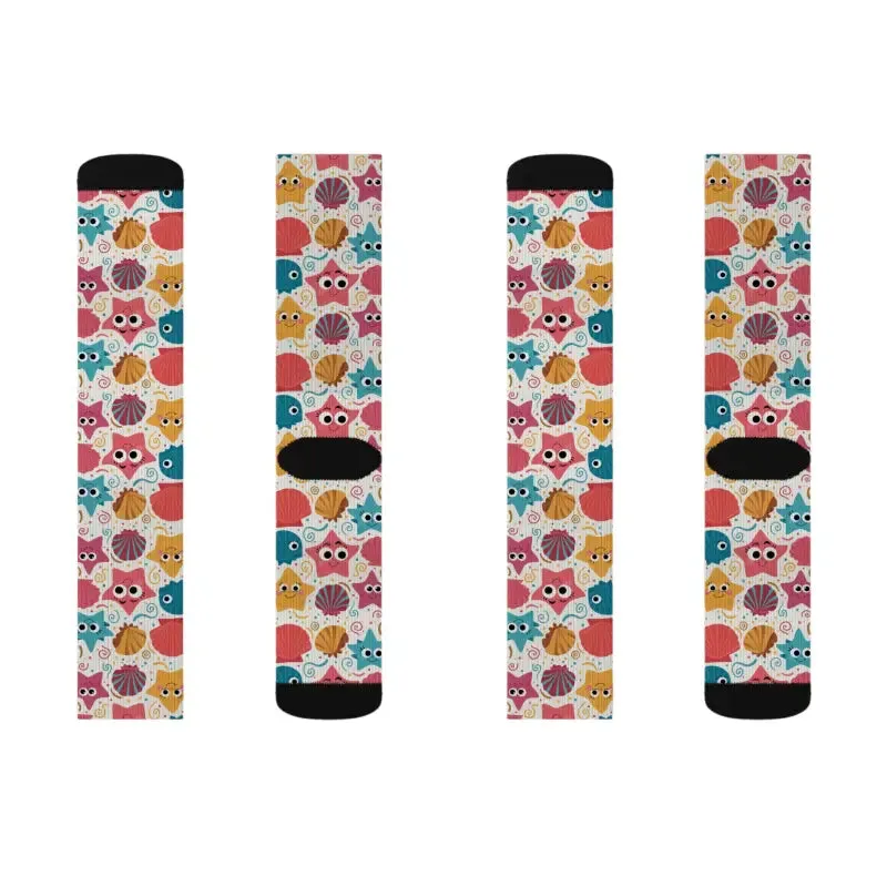 Trendy Fashion Socks with Starfishes and Sea Shells