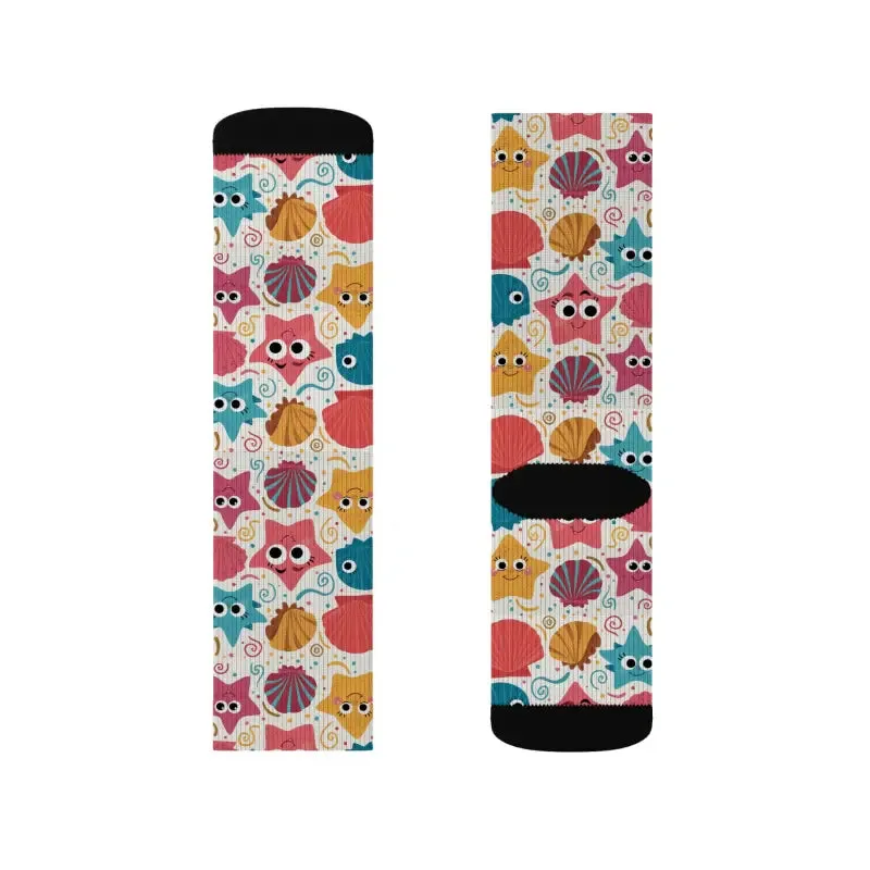 Trendy Fashion Socks with Starfishes and Sea Shells