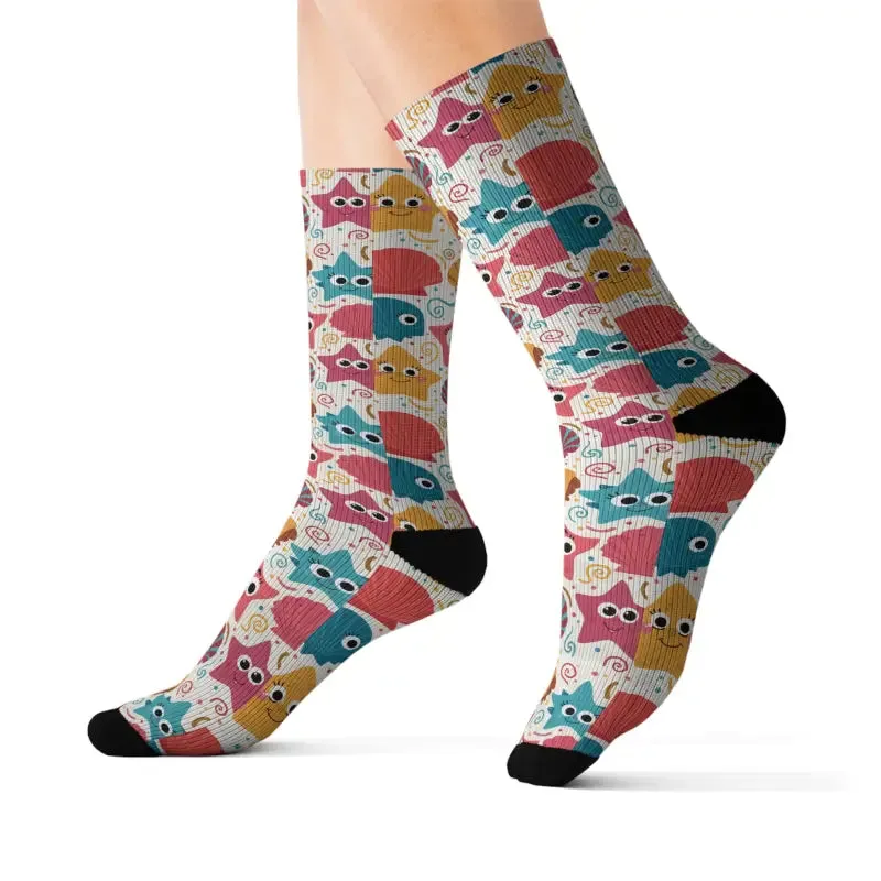 Trendy Fashion Socks with Starfishes and Sea Shells