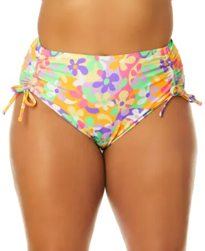 Trendy Plus Size Dazy Daisy Side-Cinched High-Waisted Bikini Bottoms