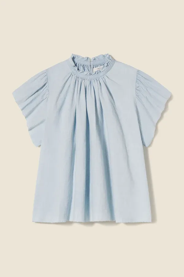 Trovata - Carla Highneck Shirt in Chambray