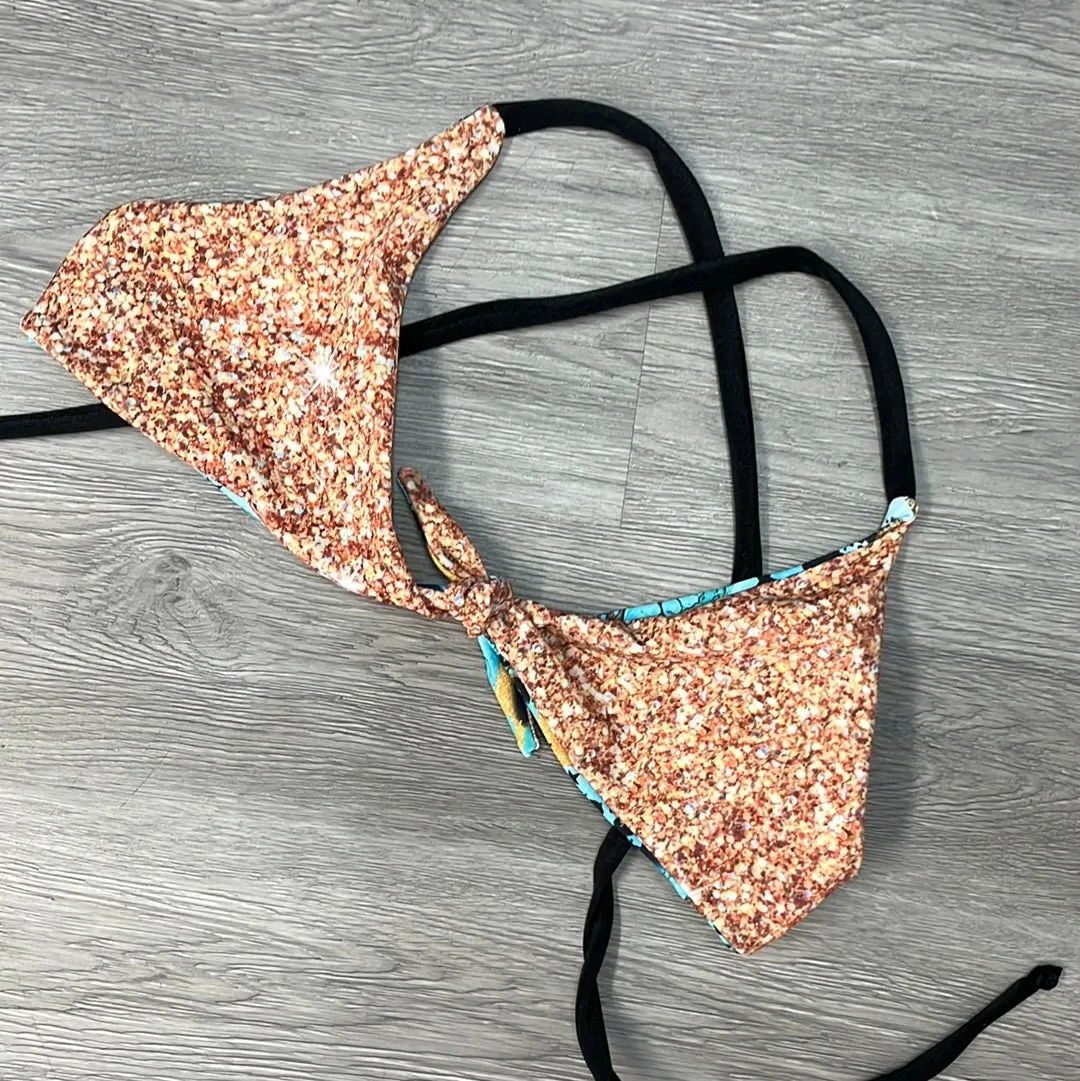 Turquoise Gem Glitter Whiskey River Top