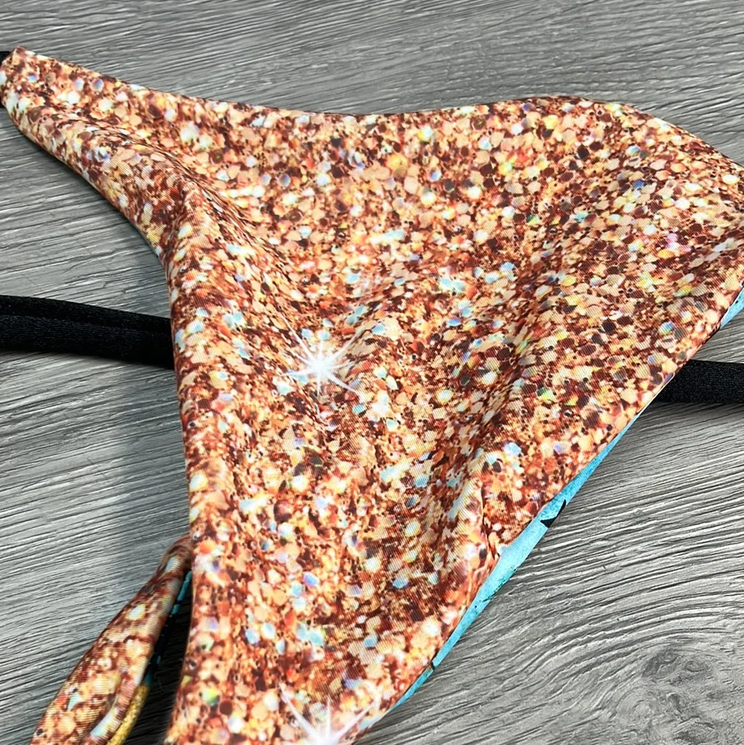 Turquoise Gem Glitter Whiskey River Top