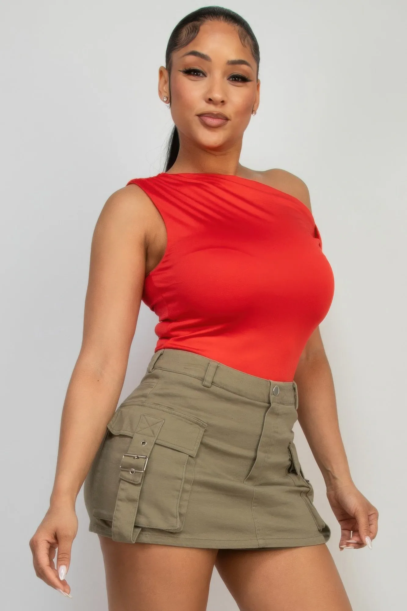 Twisted Shoulder Silky Top