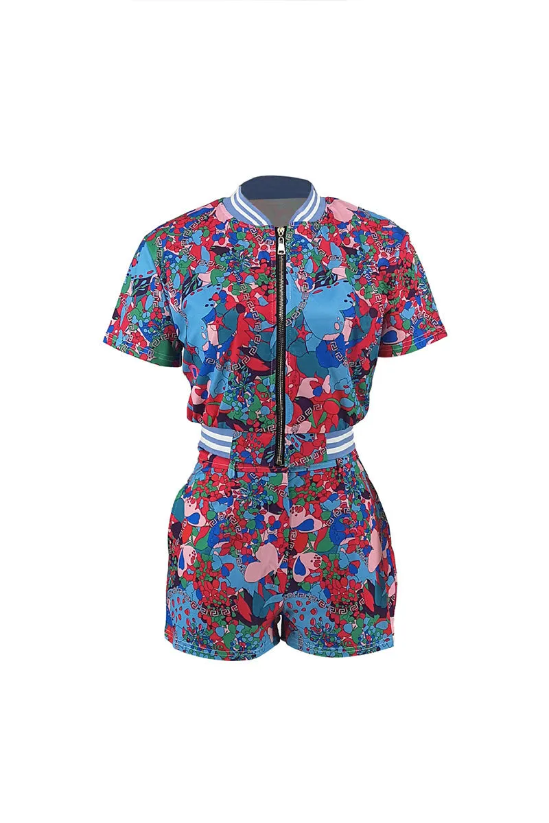 UM0092 Graphic Top and Shorts Set