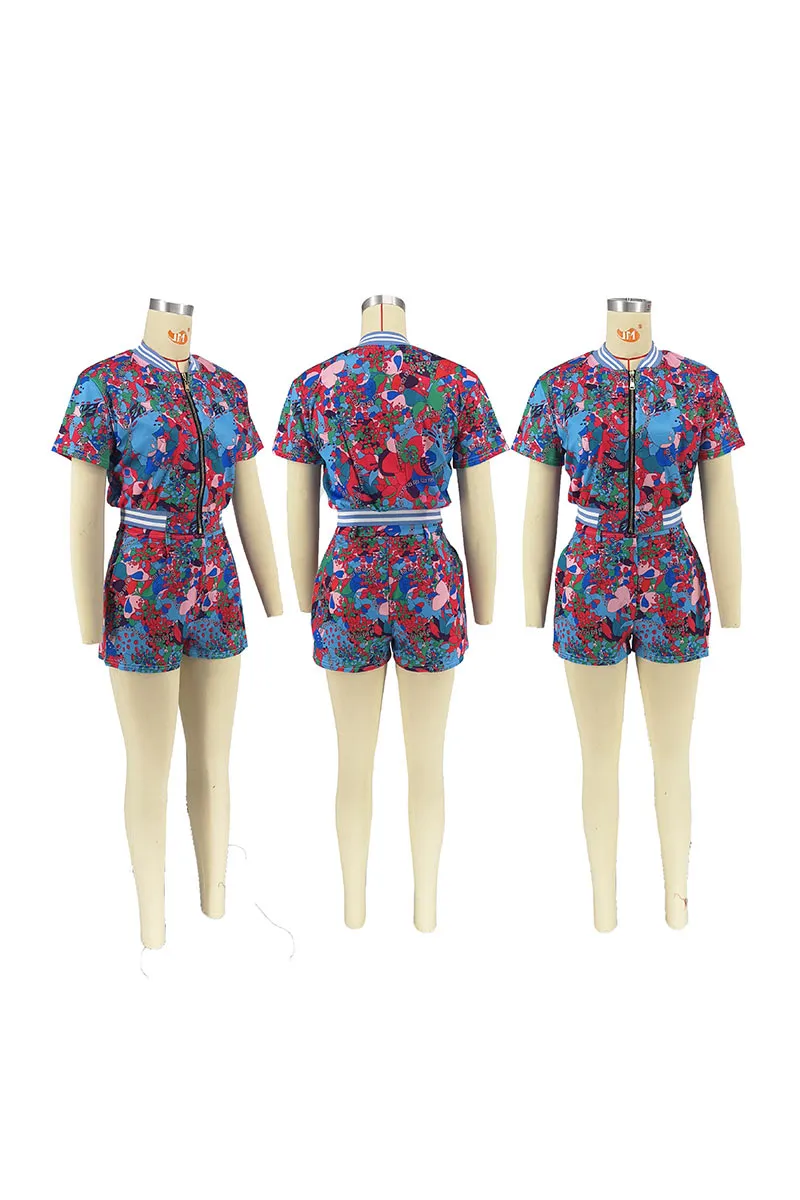 UM0092 Graphic Top and Shorts Set