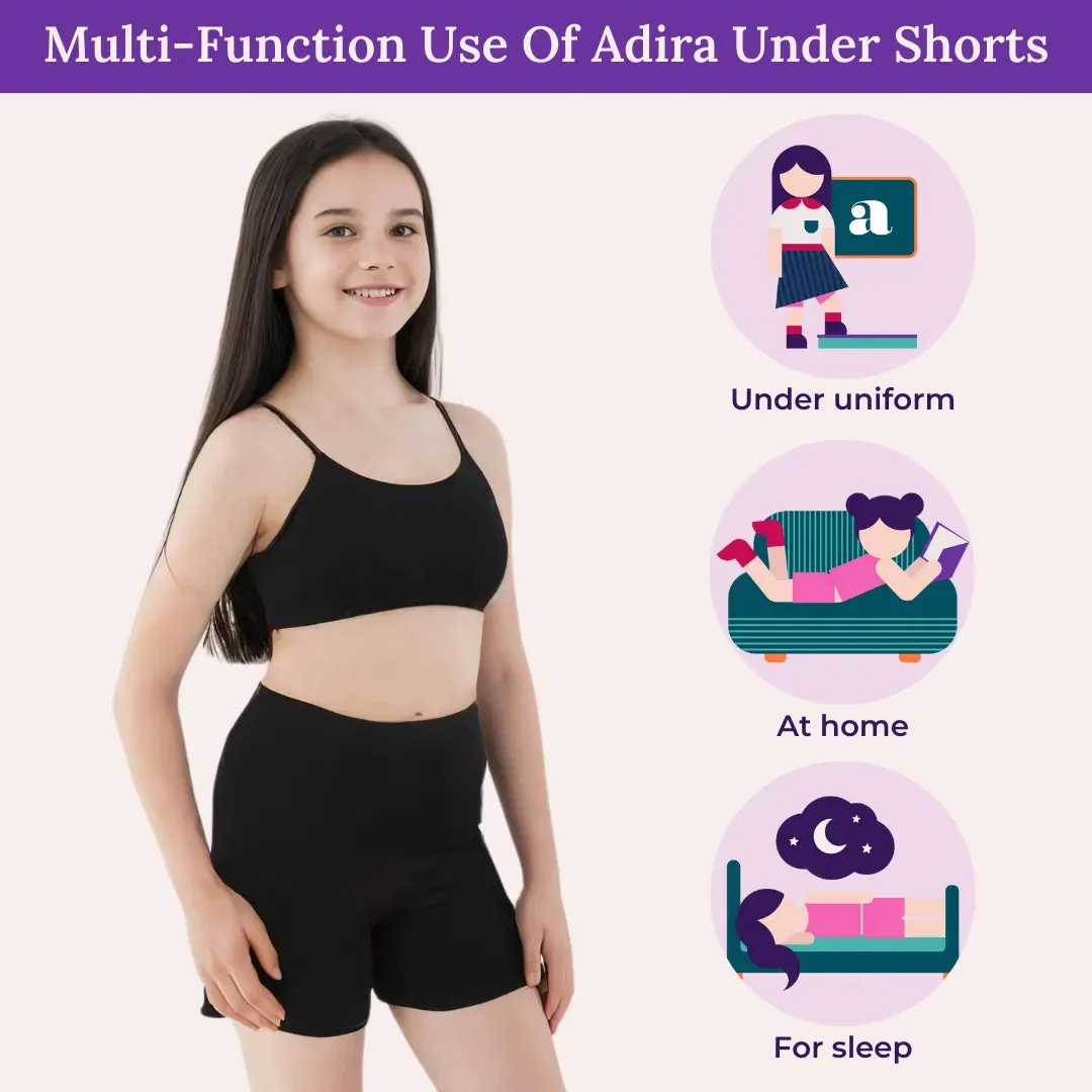 Under Dress Shorts | Full Hip Coverage | Prevents Inner Thigh Chafing | 2 Pack