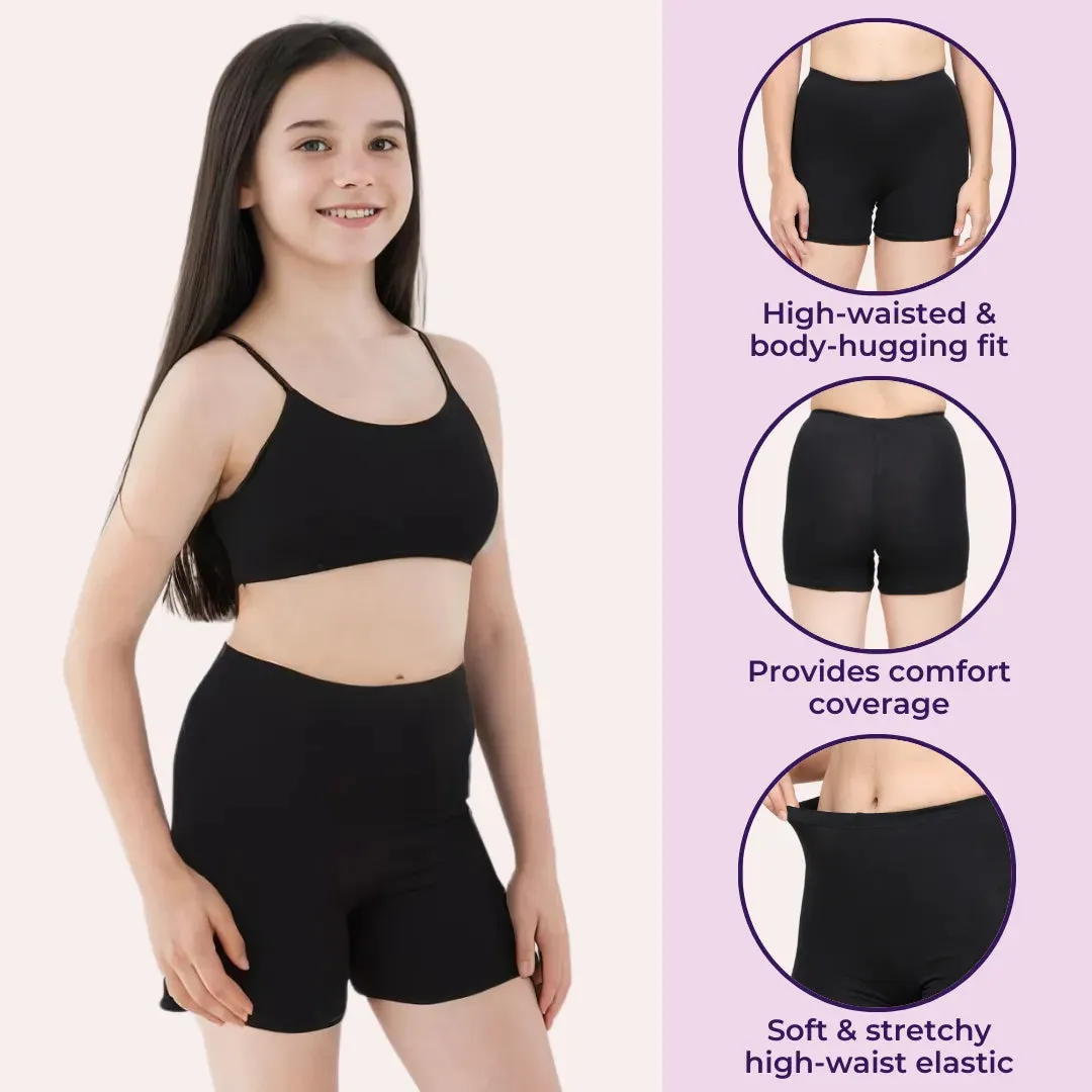 Under Dress Shorts | Full Hip Coverage | Prevents Inner Thigh Chafing | 2 Pack