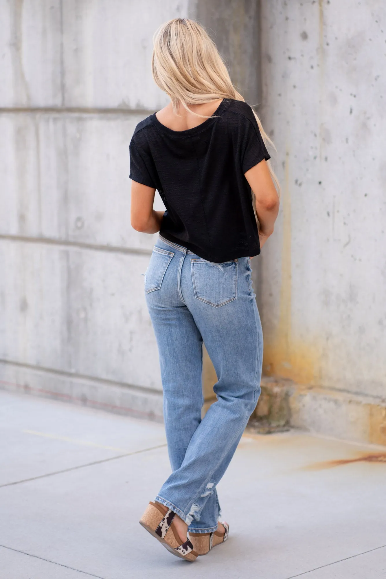 V-Neck Short Sleeve Crop T-Shirt