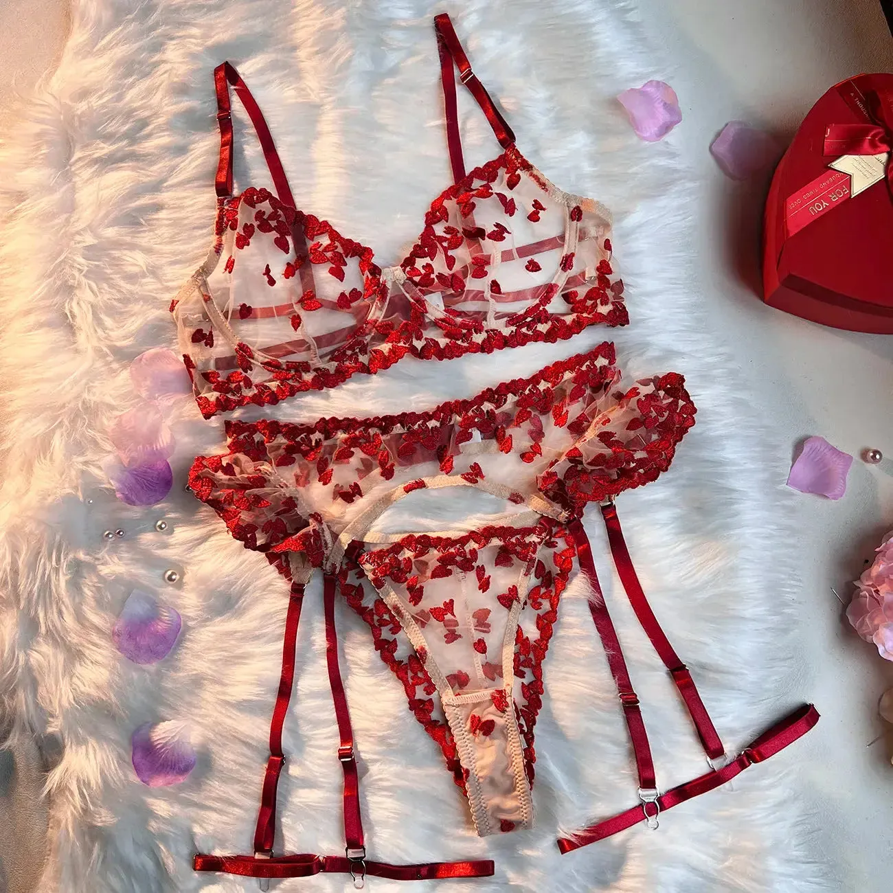 Valentine Heart Lace Lingerie Set