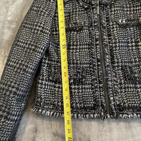 Vertigo Paris Brocade Chain Houndstooth Blazer Zip Wool Blend Jacket M