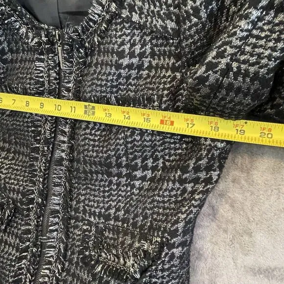 Vertigo Paris Brocade Chain Houndstooth Blazer Zip Wool Blend Jacket M