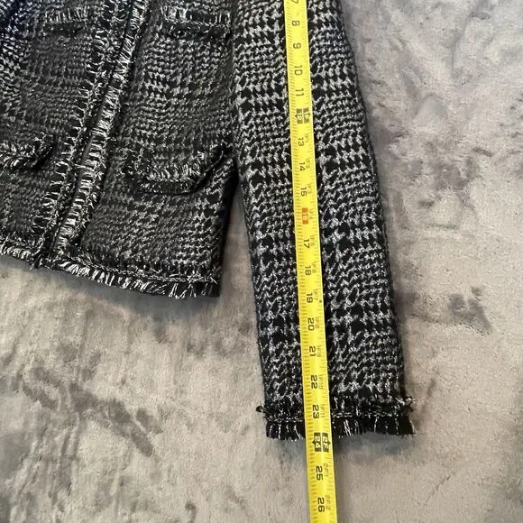 Vertigo Paris Brocade Chain Houndstooth Blazer Zip Wool Blend Jacket M