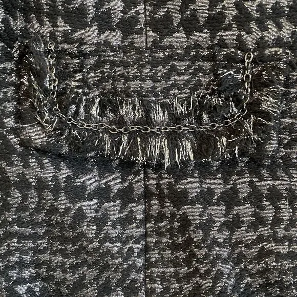 Vertigo Paris Brocade Chain Houndstooth Blazer Zip Wool Blend Jacket M