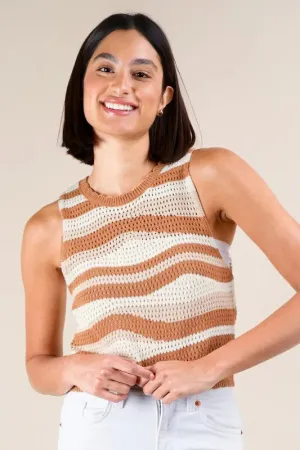 VERY J Multi Color Stripe Knit Crop Tank