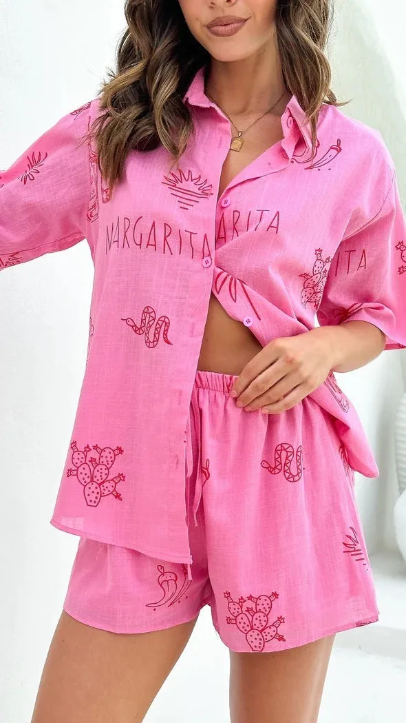 Victoria || Leisure Printed Shirt & Shorts Suit