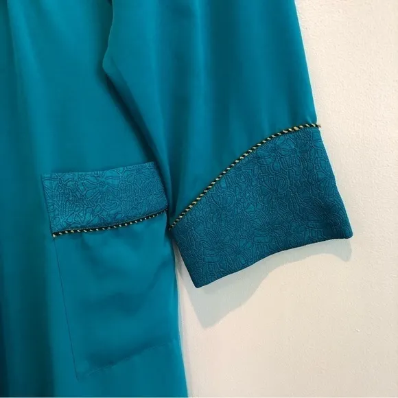 VICTORIA'S SECRET Gold Label Vintage Blue Green Satin Robe Sleepwear Loungewear
