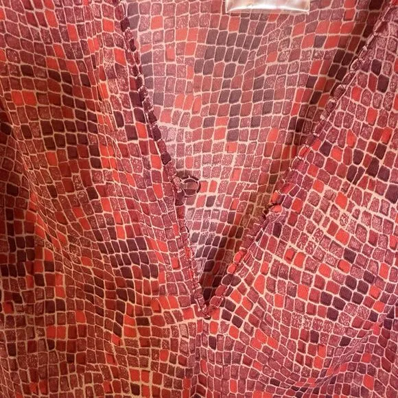 Victoria’s Secret Lounge Set XS Red Snake Print Long Sleeve Tunic Satin Pants