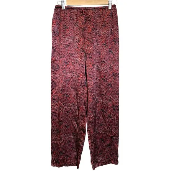 Victoria’s Secret Lounge Set XS Red Snake Print Long Sleeve Tunic Satin Pants
