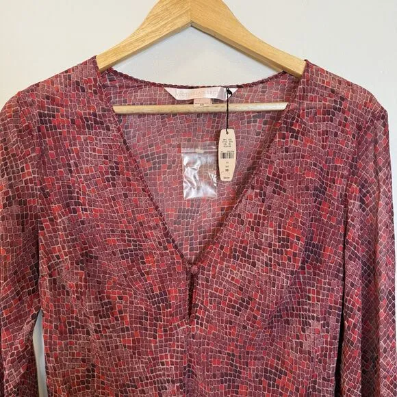 Victoria’s Secret Lounge Set XS Red Snake Print Long Sleeve Tunic Satin Pants