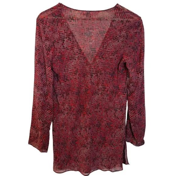 Victoria’s Secret Lounge Set XS Red Snake Print Long Sleeve Tunic Satin Pants