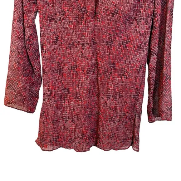 Victoria’s Secret Lounge Set XS Red Snake Print Long Sleeve Tunic Satin Pants