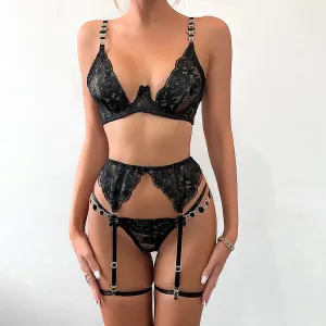 Vintage Gemstone Lace Lingerie Set