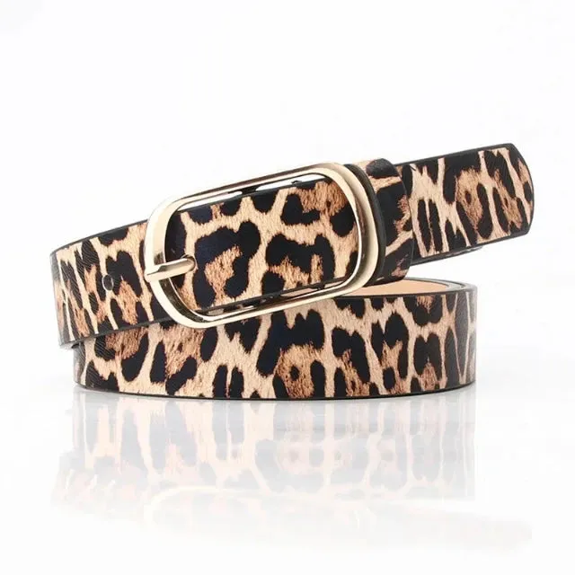 Vintage leopard snake print belt for women's clothes