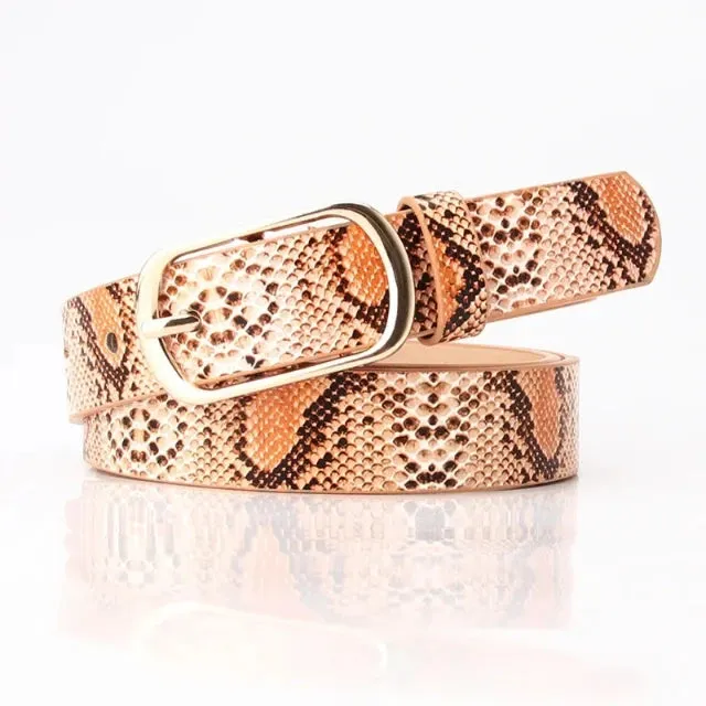 Vintage leopard snake print belt for women's clothes