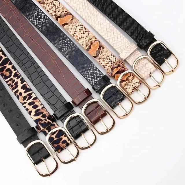 Vintage leopard snake print belt for women's clothes