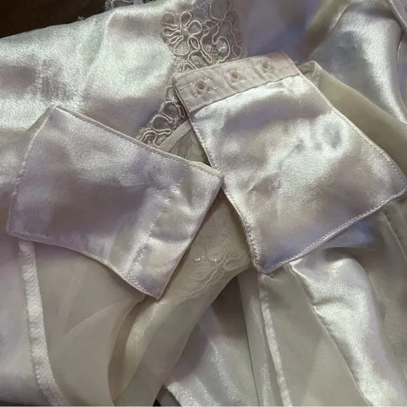 Vintage Victoria Secret Small Ivory Beaded Satin Lace Teddy Lingerie Bodysuit