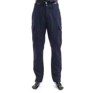 Virgin Wool Flannel Relaxed Fit Trousers With Cargo Pockets In Medium Grey
