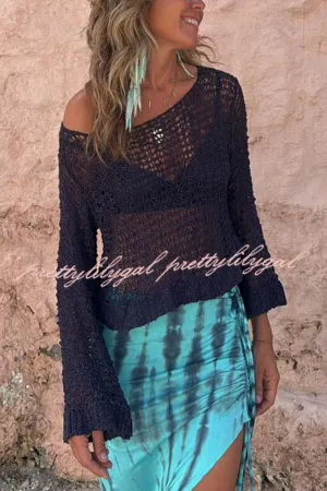 Visalia Knit Hollow Out Long Sleeve Loose Cover-up Sweater