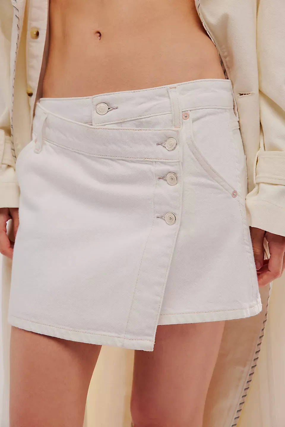 We The Free Wynne Denim Skirt in Bright White