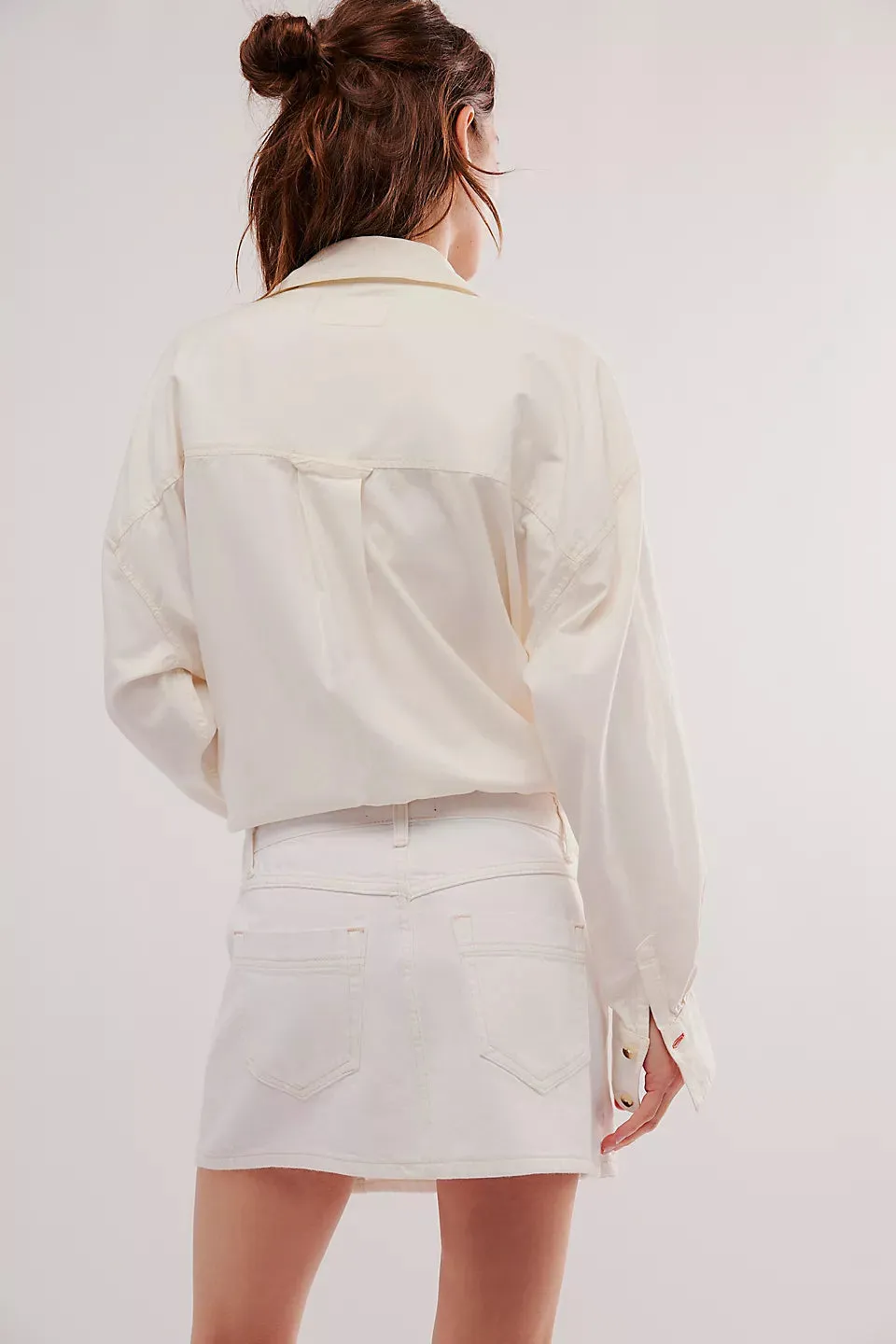We The Free Wynne Denim Skirt in Bright White